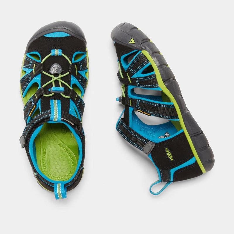 Discount Keen Seacamp II Cnx Kids Sandals Black/Blue (9815-THACB)